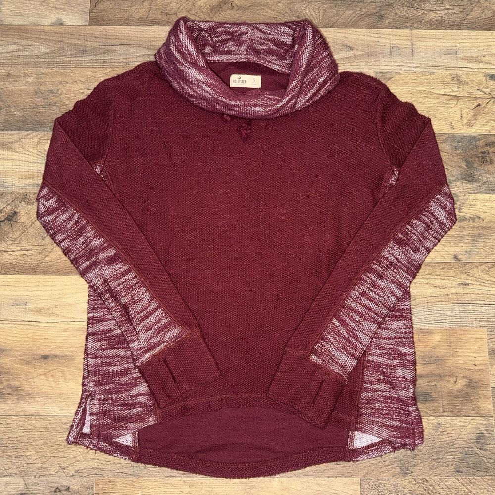 Hollister Cowl Neck Sweatshirt Juniors Small Textured Long Sleeves Thumbholes NM